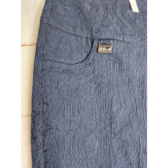 Navy Blue Stretch Paisley Pants for Women: Lulu B's Colorful and Comfortable - Picture 11 of 13